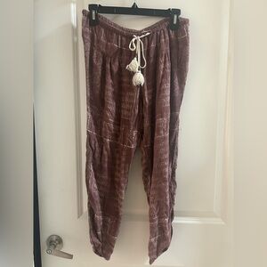 O'Neill Maroon Boho Harem Cropped Pants